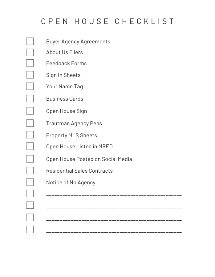 Open House Checklist